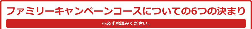 セブ王 ファミリーキャンペーンコースについての6つの決まり 必ずお読み下さい。
